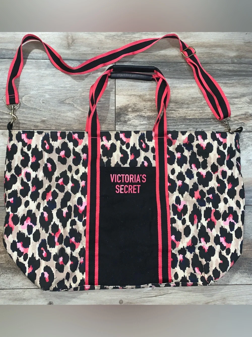 Victoria’s Secret Pink & Leopard Print Weekender Tote Bag/gym/travel/Beach